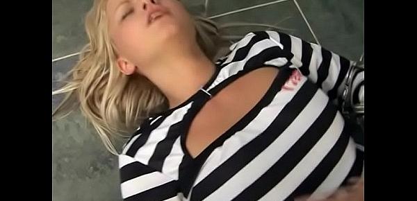  Hot blonde prisoner babe eats pussy of sexy guard lady